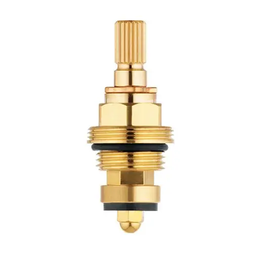 Kludi-Ersatzteil mit goldfarbenem Oberteil und gewindeartiger Struktur. Verfügt über eine einstellbare Knopfdrehung an der Oberseite. Ideal für Sanitärinstallationen.